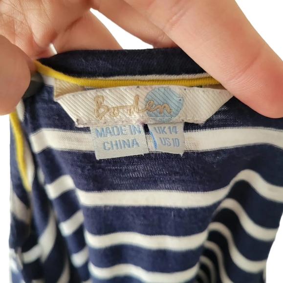 Boden Metallic Polka-dots with Stripes Long Sleeve Shirt Size 10 - Picture 5 of 6